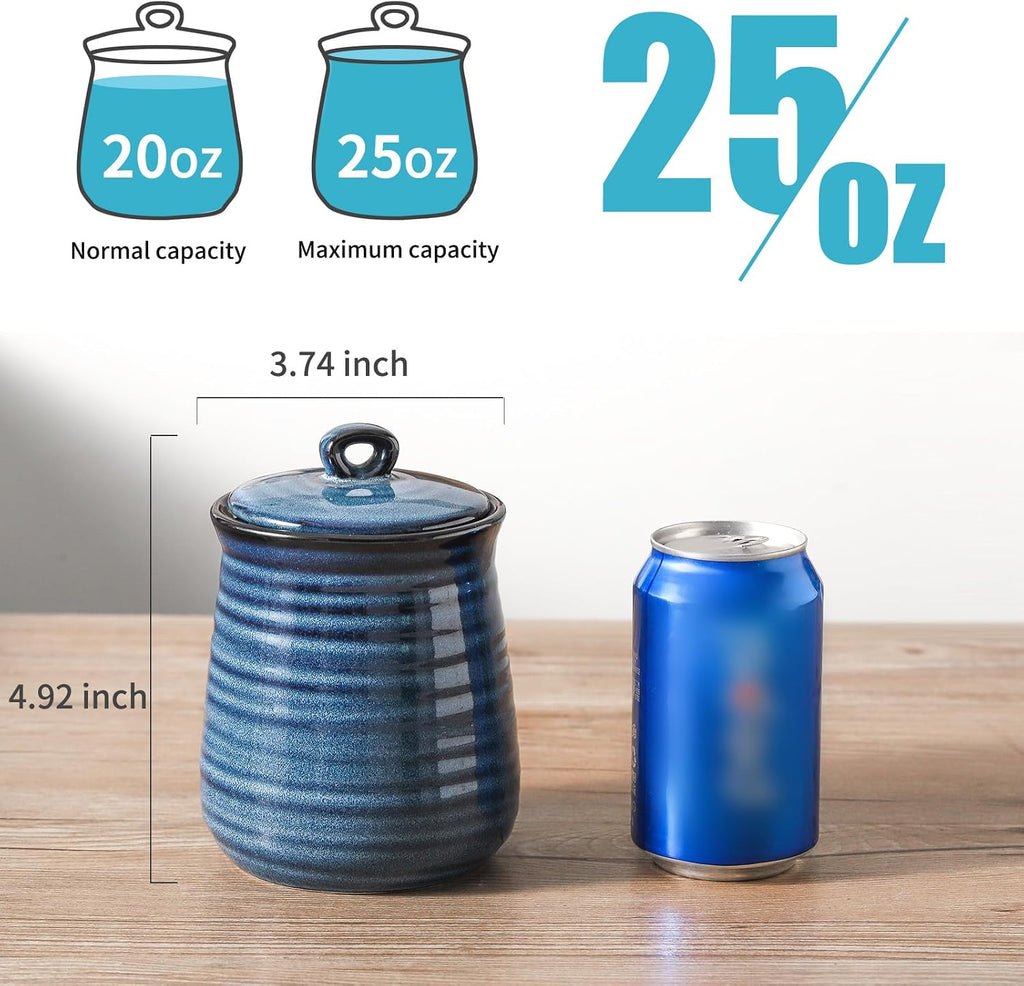 Ceramic Food Storage Jars,25 Oz Porcelain Kitchen Canisters with Airtight Lids,Flour Containers - Set of 3