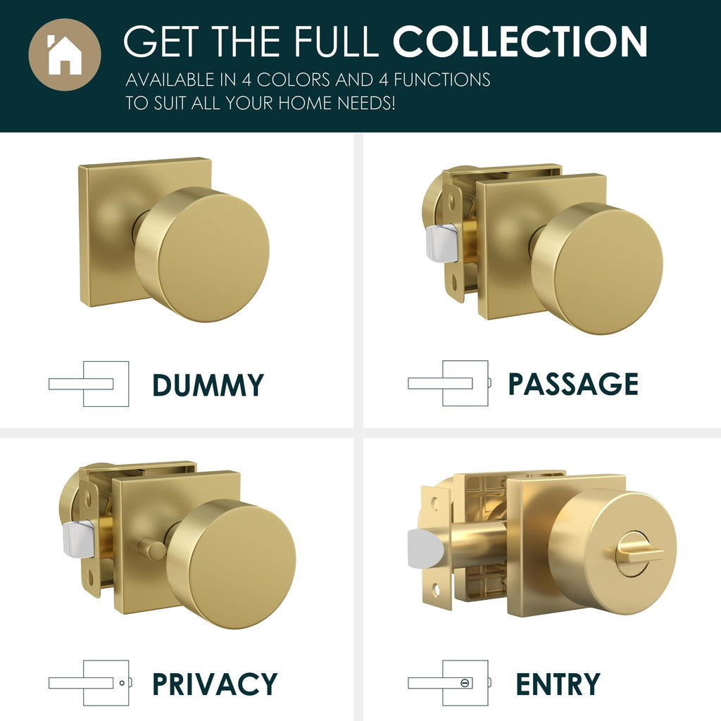 Suana Entry Door Knob & Deadbolt Gold (1-Pack) - Keyed Combo