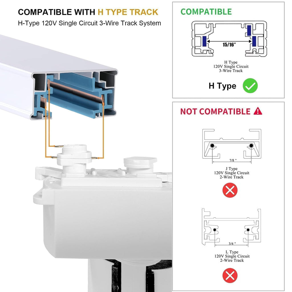 24 Pack White H Type LED Track Lighting Kit