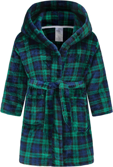 Boys Fleece Robe Hooded Toddler Soft Bathrobe Pajamas Sleepwear for Kids Girls