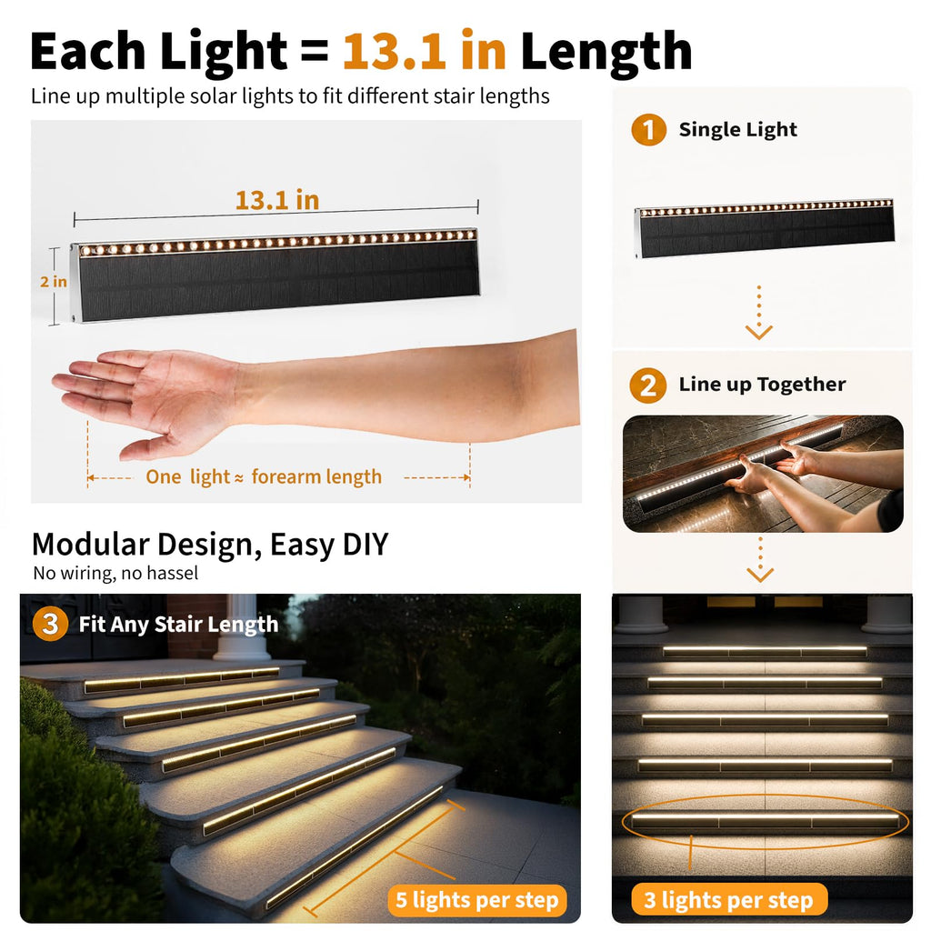 Solar Step Lights Outside, 33 Focused LEDs, Stair Light, 12PK