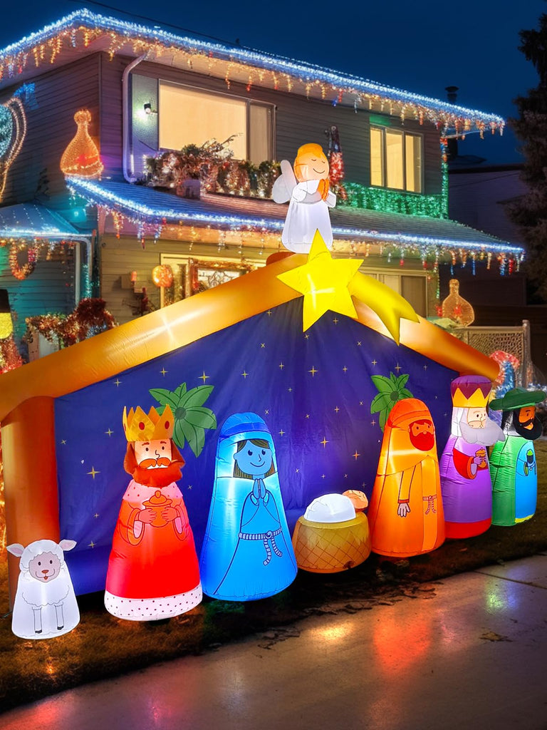 12.5FT Nativity Scene Inflatable Outdoor, Christmas Inflatables