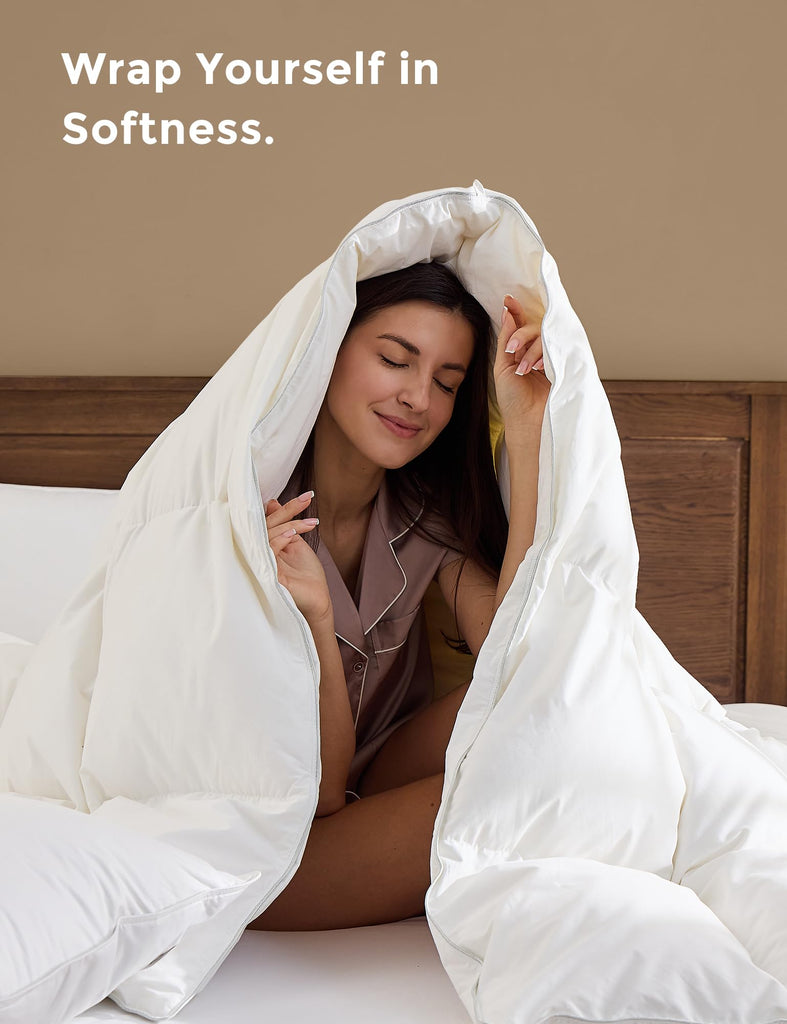 Goose Feather Down Fiber Comforter, 90x90, Medium Weight, 8 Tabs