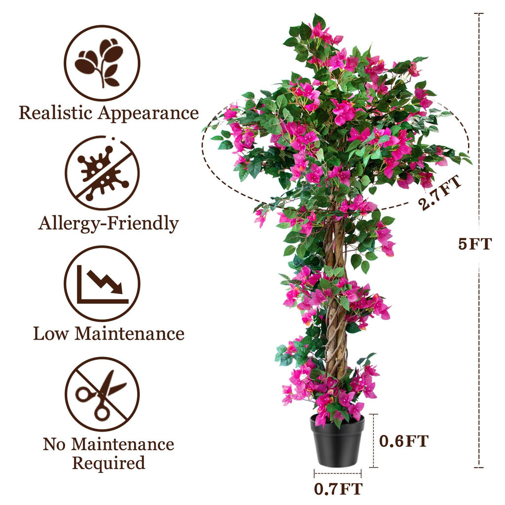5FT Bougainvillea Artificial Tree for Outdoors or Indoors