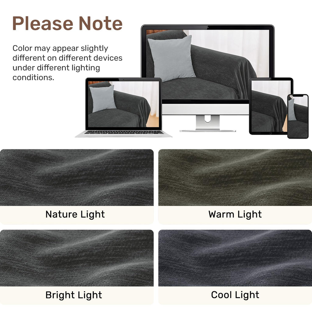 2 Pieces Sectional Couch Covers L Shaped Cover XL Charcoal Gray