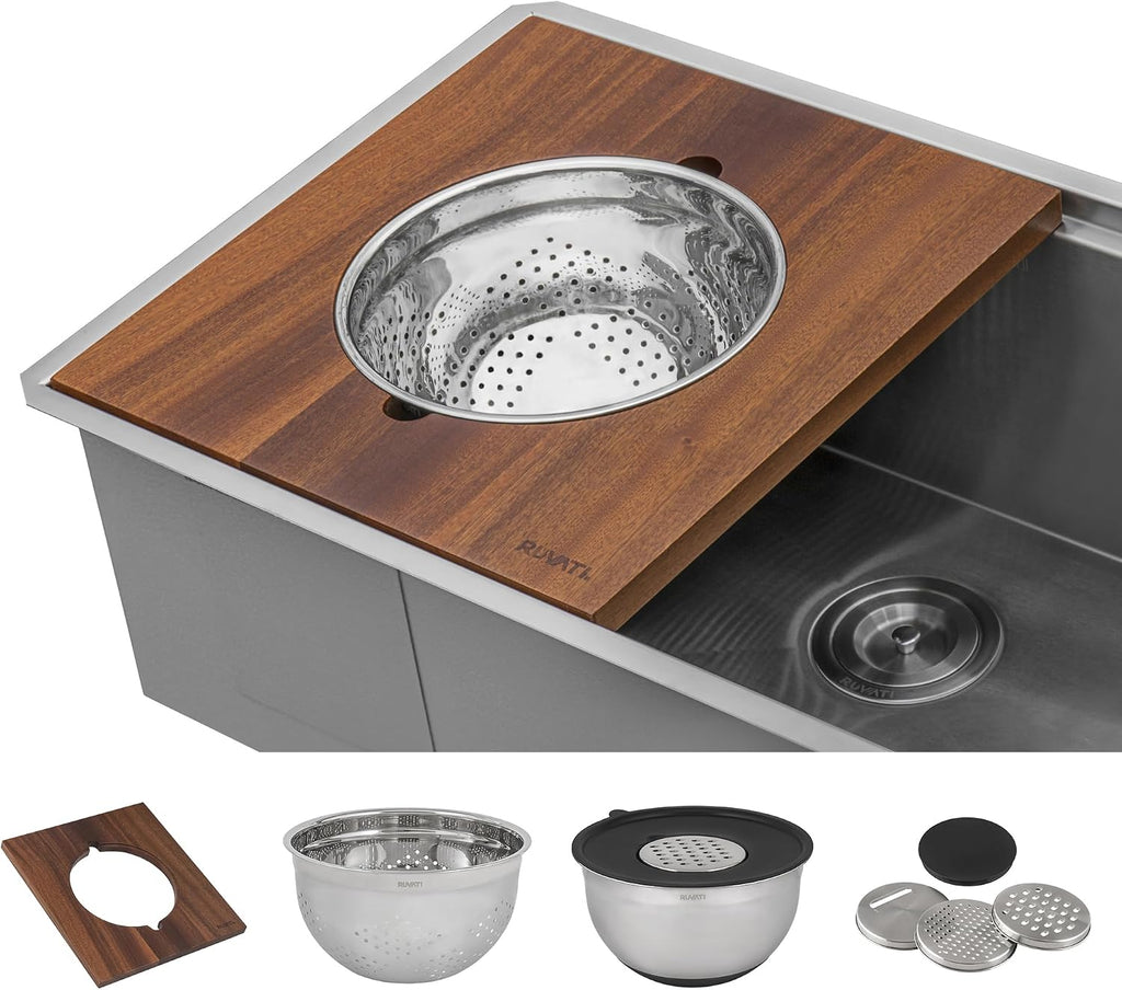33-in Two-Tiered Undermount Workstation Kitchen Sink - RVH8222