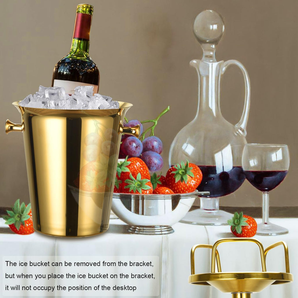 Champagne Bucket with Stand,Ice Bucket with Stand Stainless Steel Bucket Wine Chiller On Stand 12Lb Hammered Tall Ice - Set of 2