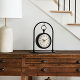 Vintage Metal Table Clock, Farmhouse Table Clock