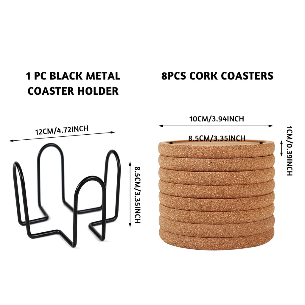 Coasters for Drinks Set of 8 with Holder, 4 in Diameter