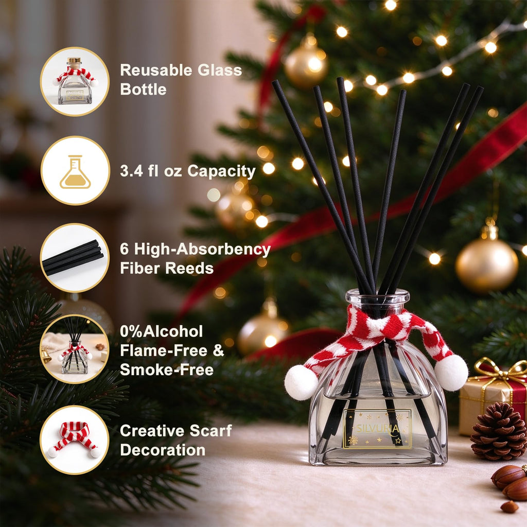Christmas Reed Diffuser Set, Spiced Apple & Cinnamon, 3.38fl.oz