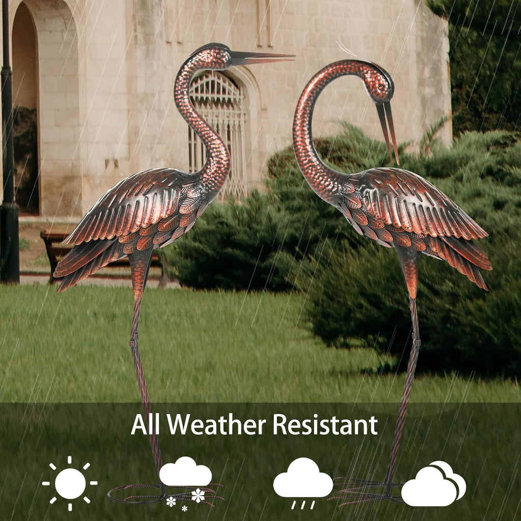 Crane Garden Sculptures & Statues Heron Decoy Large Size Metal Birds Yard Art Standing Vintage Brass Heron Lawn
