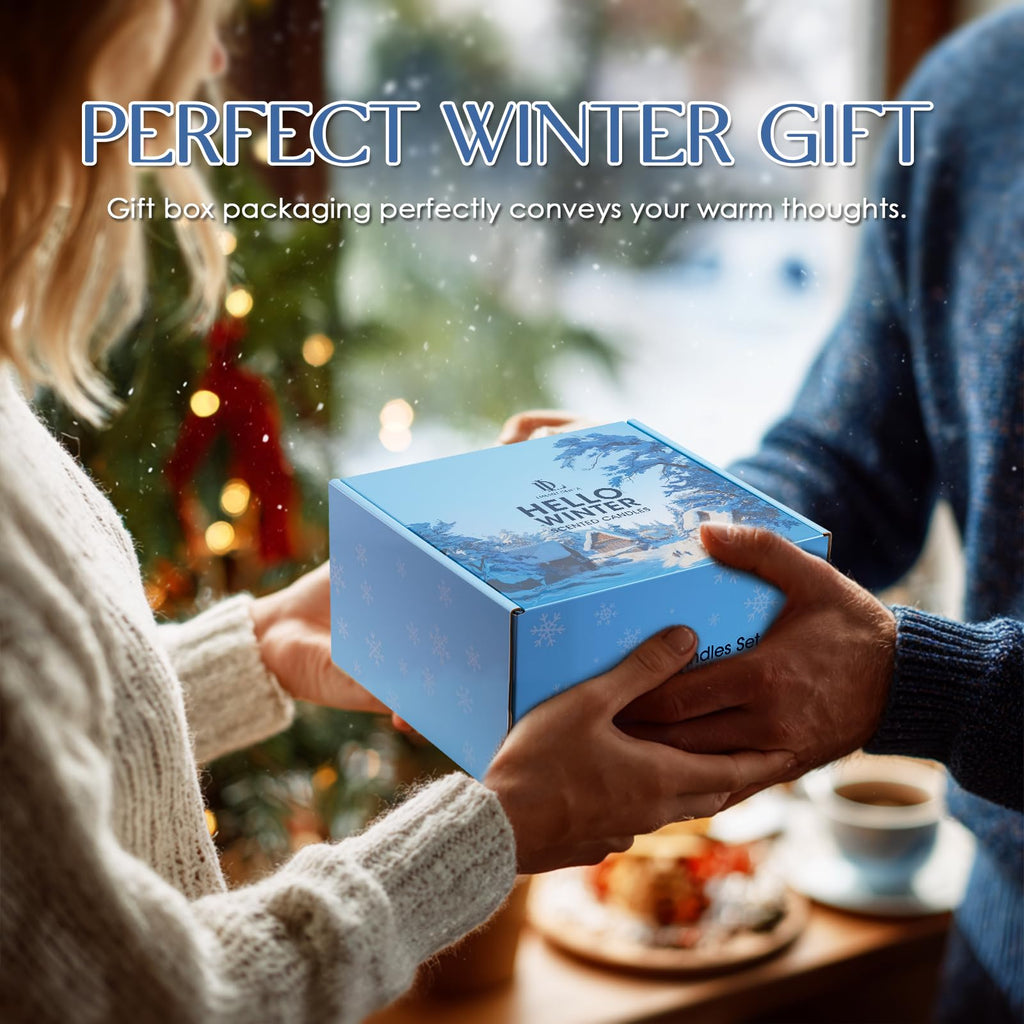 Winter Candles Set Scented, 4 Pack 28oz, Soy Wax