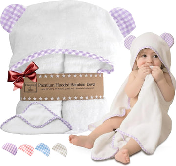 Premium Boutique Baby Towels for Girls - Hooded Girl Towel & Washcloth Set - Organic Viscose Made from Bamboo Baby
