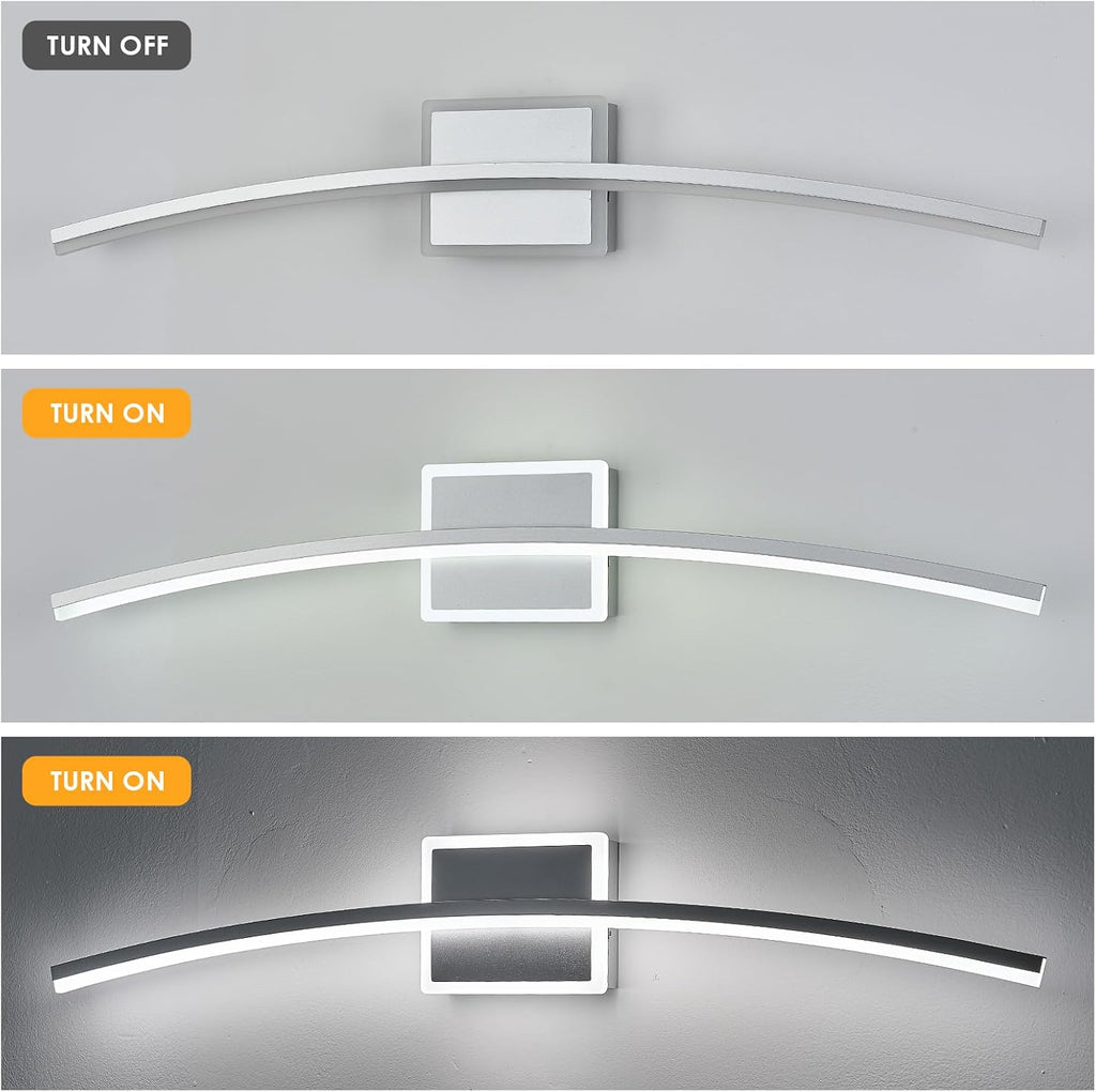 Modern LED Wall Sconce Silver LED Bathroom Light Fixtures Over Mirror Wall Lighting , Dimmable Long Vanity Light