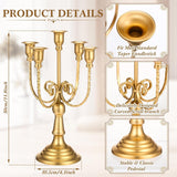 6 Pcs Gold Candelabra Candle Holders 5 Arm 12" Metal Candlestick Holder Gold Candelabra Centerpieces for Tables
