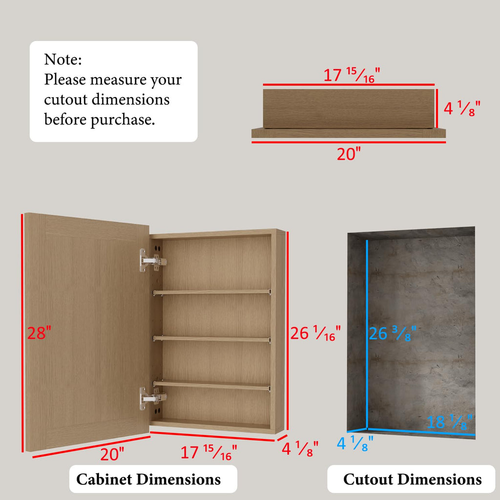 20 x 28 Inch Bathroom Wood Medicine Cabinet | Casa Home Living
