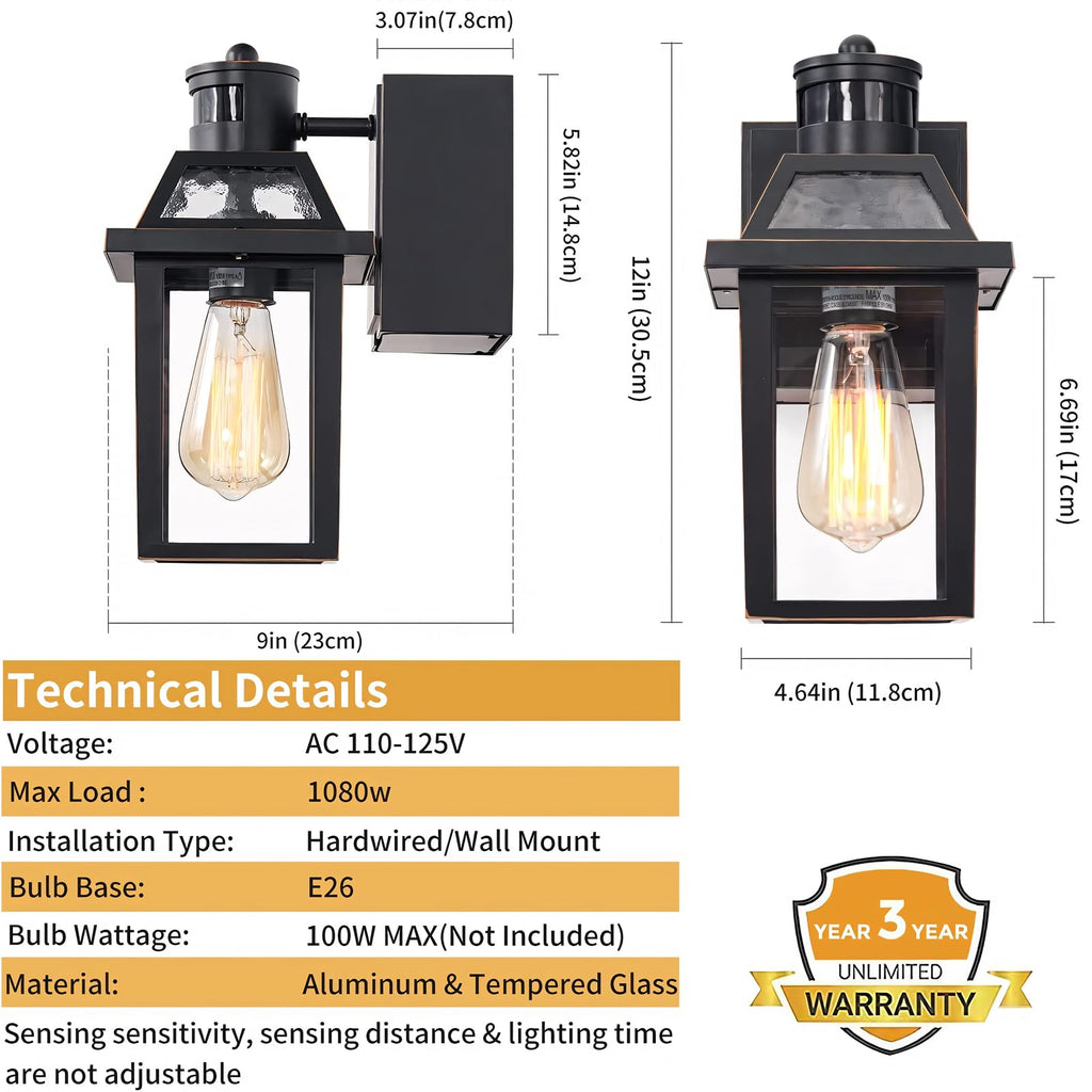 Porch Lights with GFCI Outlet Dusk to Dawn Outdoor Lighting Black 2Pack