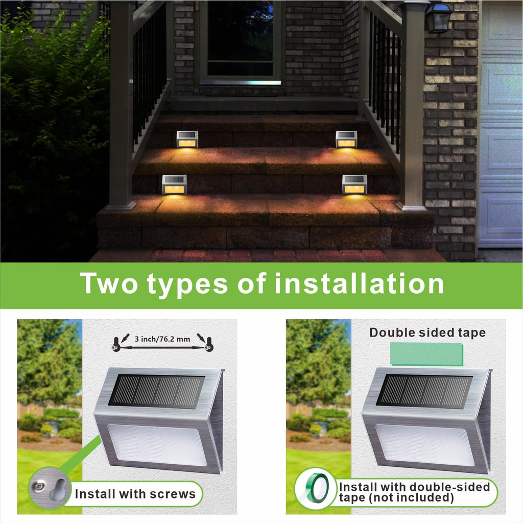 Warm White Solar Lights for Deck Step Fence Post, SST Housing, 6 Pack