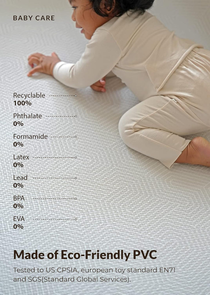 Play Mat (Medium, Hygge - Twig & Maze) 73'' x 49'' Original One-Piece Reversible Rollable Waterproof Play Mat