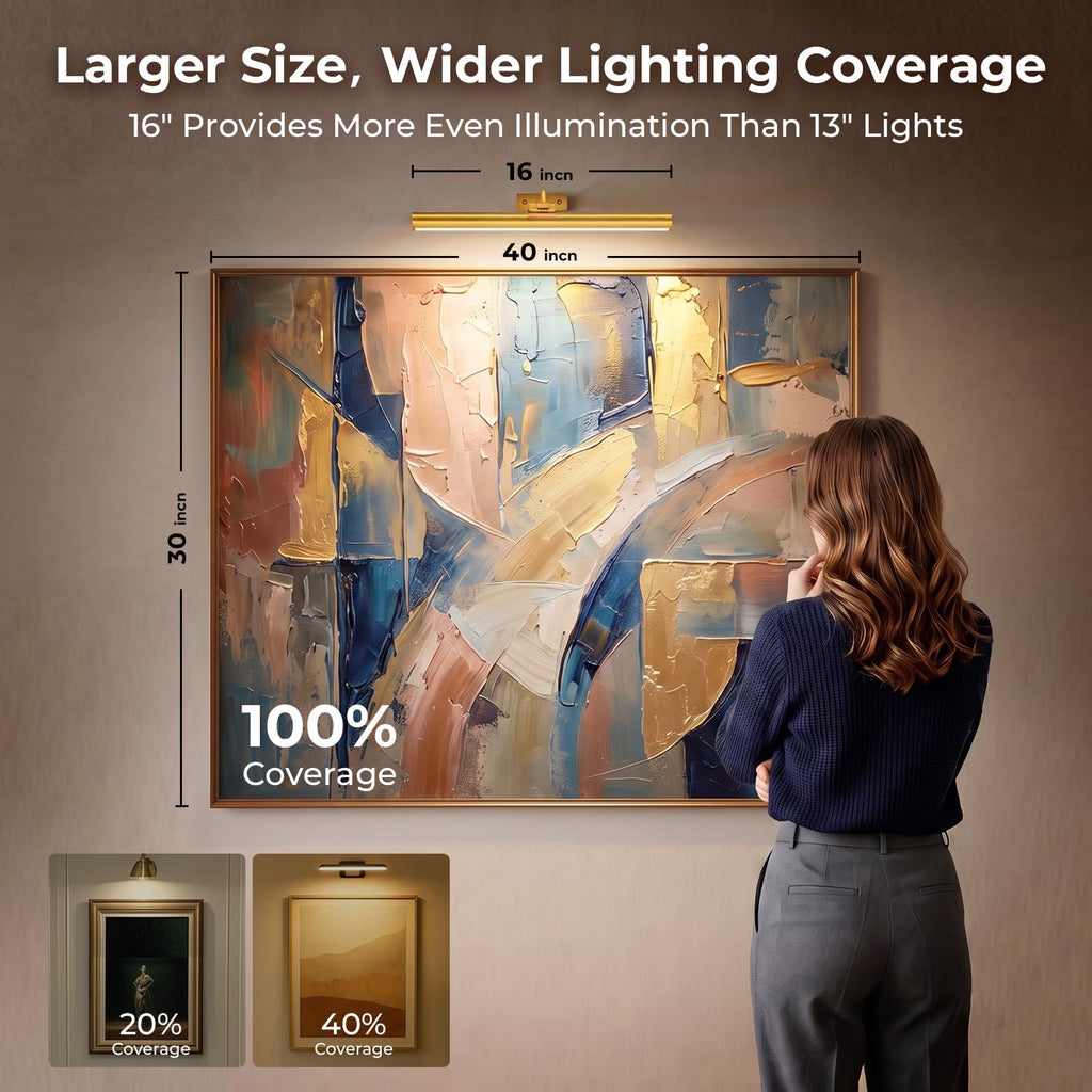 16inch Picture Lights for Wall Art 2 Pack,6000mAh Battery,Gold