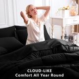 Queen Comforter Set Black, 7 Pieces Bed in a Bag, Black Comforter Queen