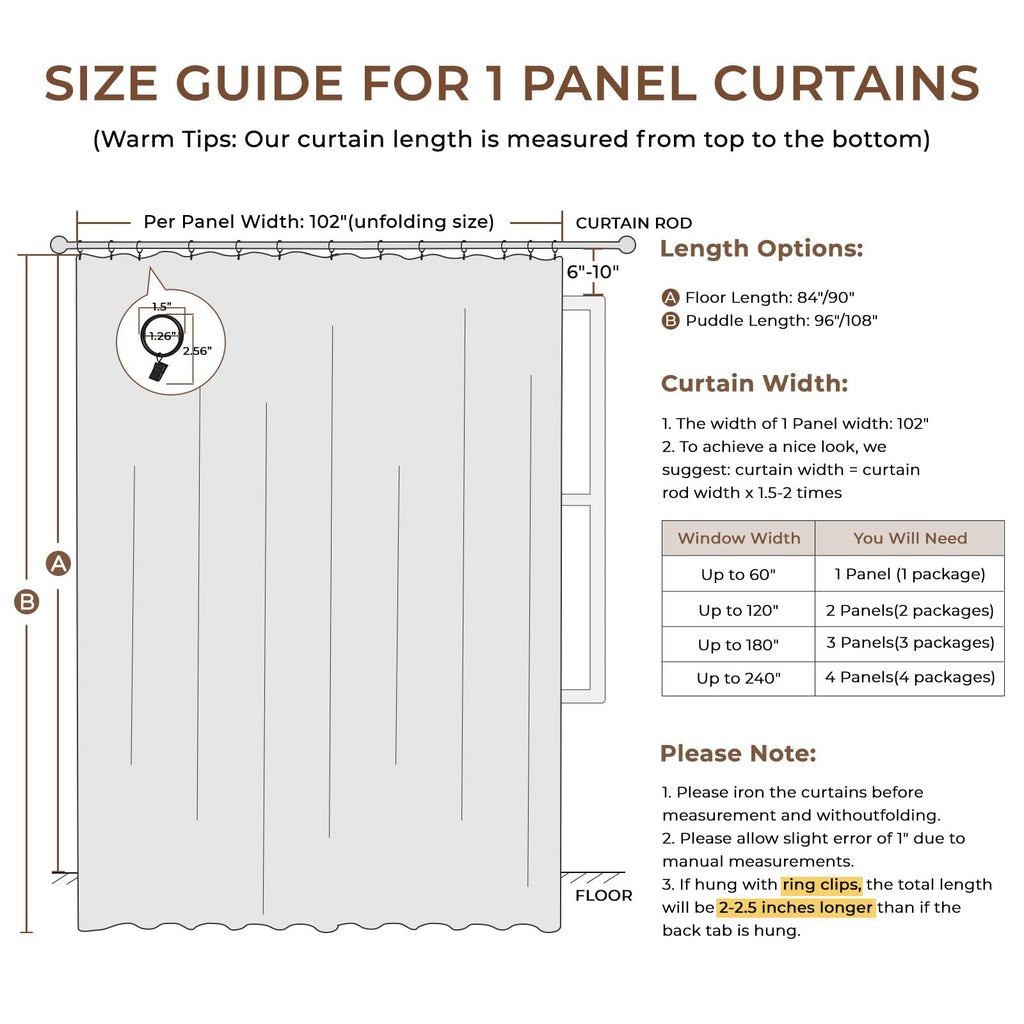 Linen Textured 100% Blackout Sliding Door Curtains 102x96 Beige