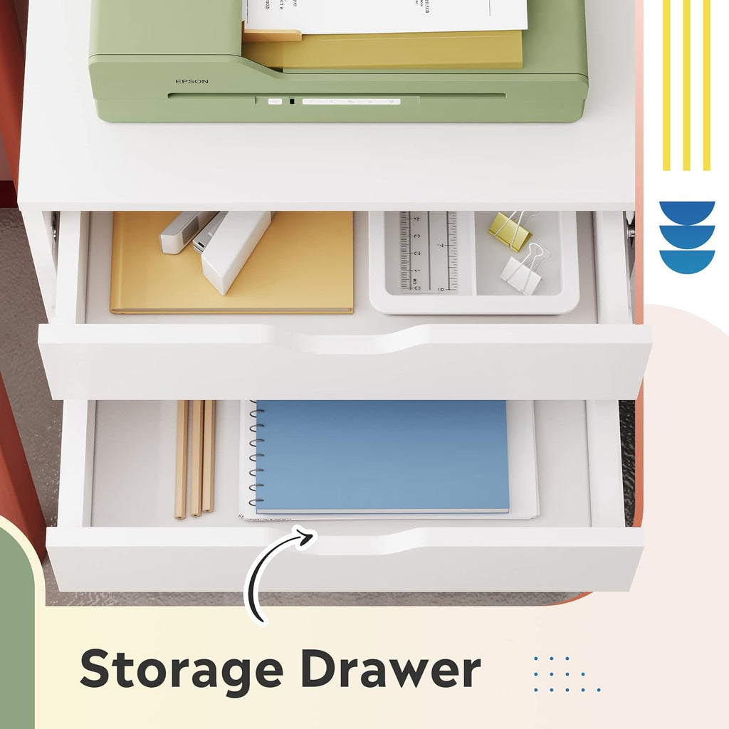 5-Drawer Filing Cabinet Under Desk, Storage file Cabinet, White | Wood Drawer Unit, Craft Storage Cabinet, Office
