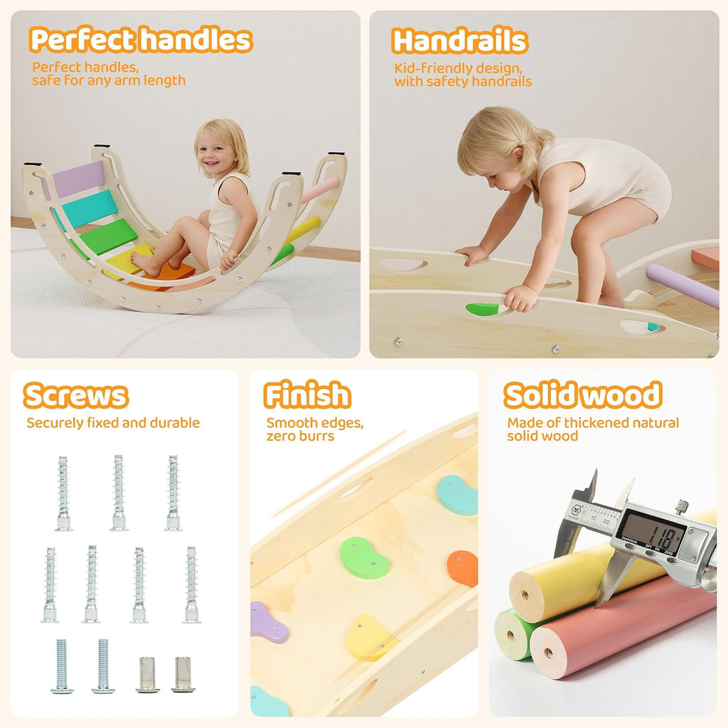 Triangle Set, in-1 Wooden Climbing Toy for Toddlers