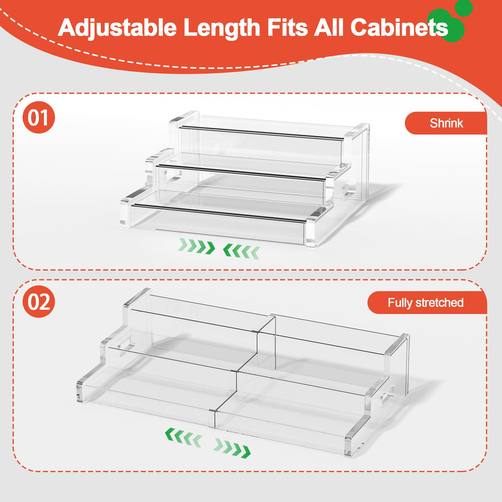 Adjustable Acrylic Can Storage Holder, Expandable Soda Organizer Holds Up to 24 Cans For Cabinet, Pantry