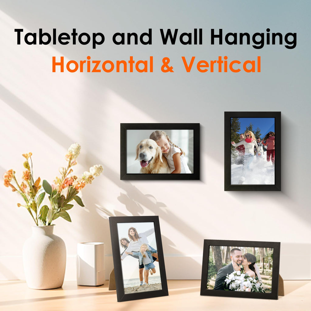 4x6 Picture Frame Set of 10, 4x6 Photo Frames Bulk with HD Plexiglass for Wall Hanging or Tabletop Display, Black