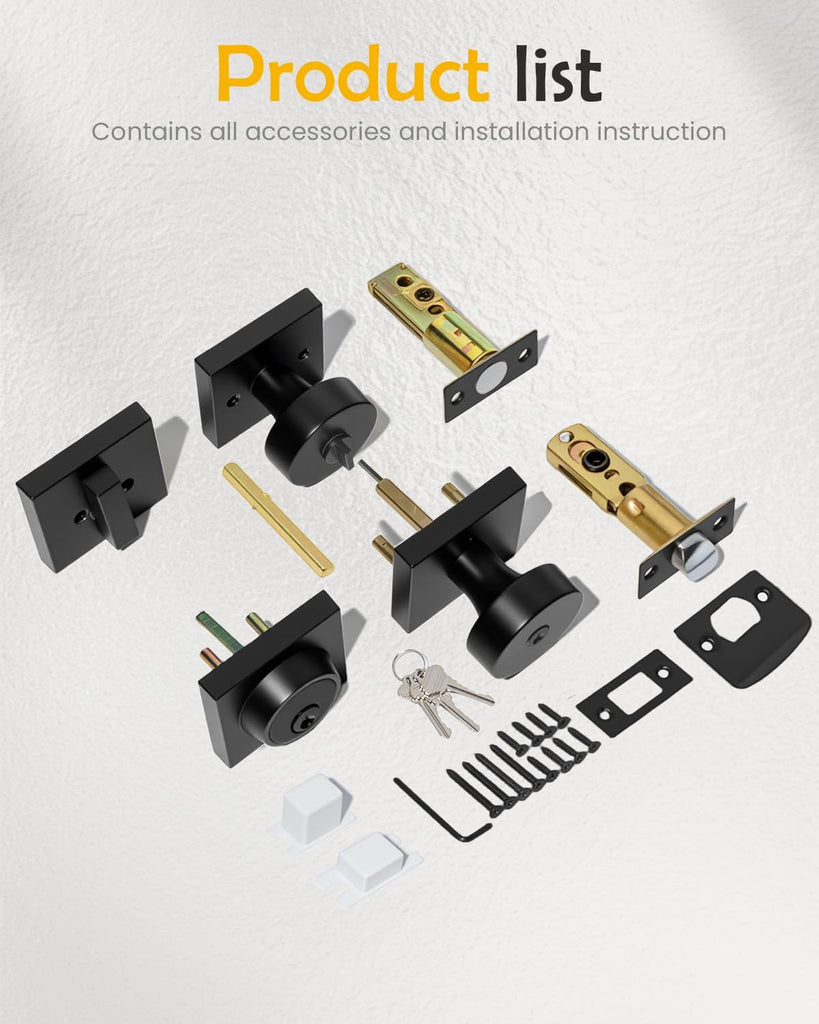 Keyed Alike Black Exterior Door Lock Set with Deadbolt 1 Pack