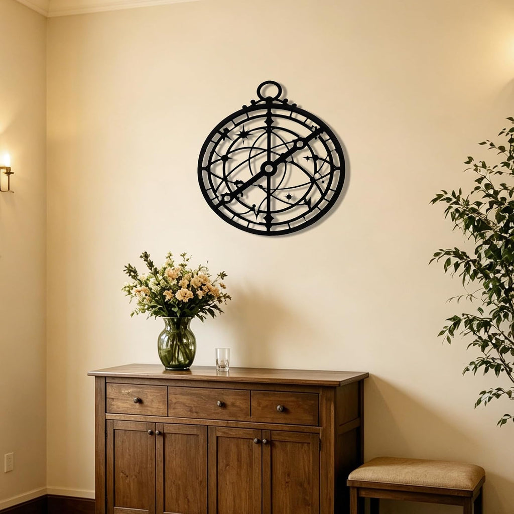 Celestial Armillary Sphere Metal Wall Art, Metal Signs, Metal Outdoor Decor, Wall Art Decor, Vintage Middle Ages