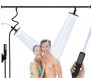 Dual Shower Head for Couples with 6-Mode Diverter, Matte Black