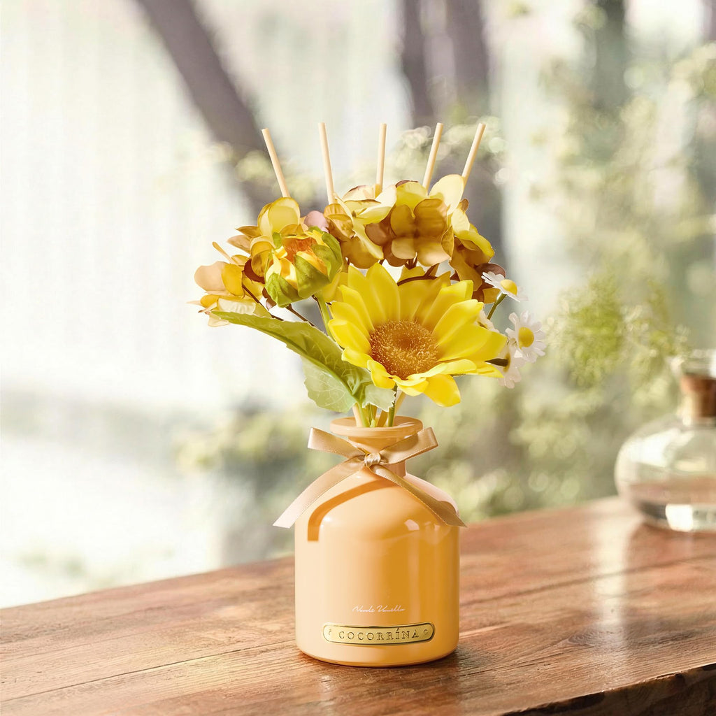 Reed Diffuser Set, 6.7oz Flower Reed Diffuser with Sticks, Neroli Vanilla Essential Oil, Long Lasting Home Fragrance