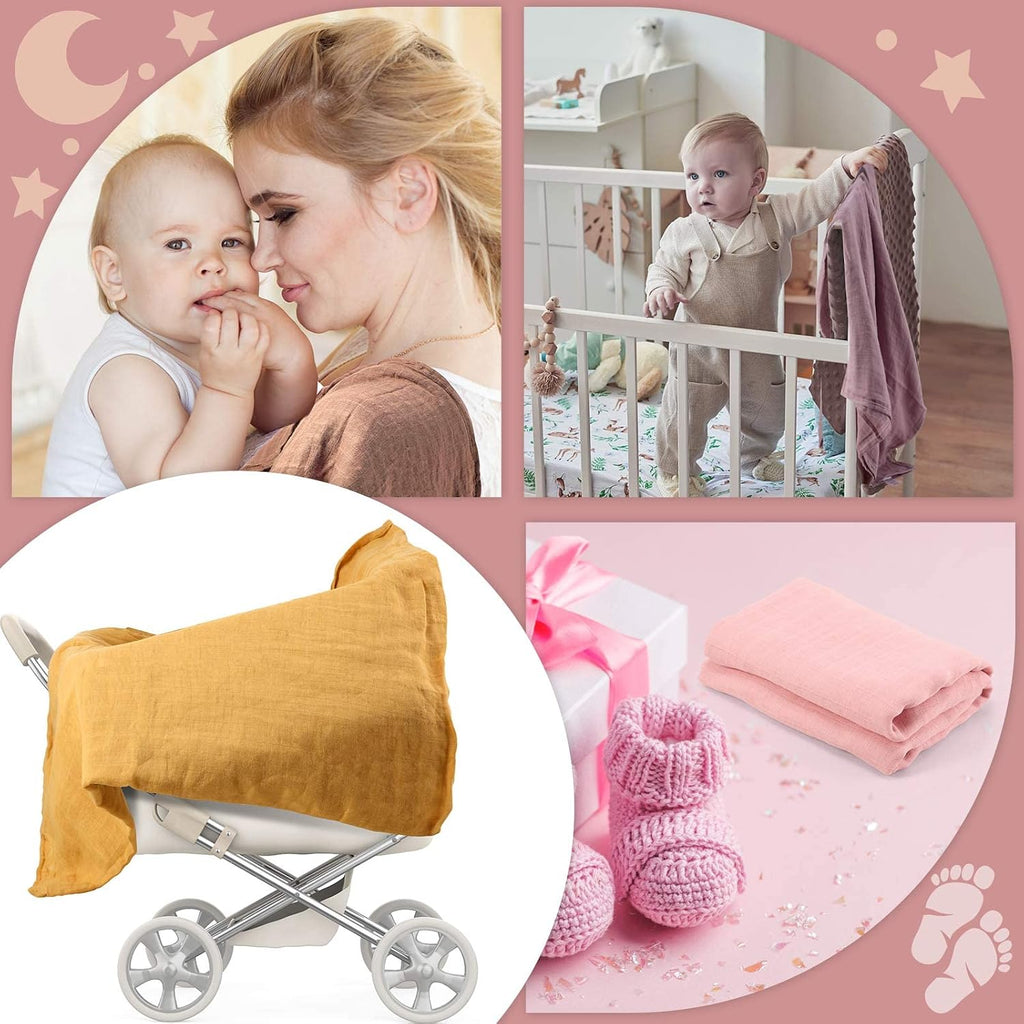6 Pack Large Muslin Swaddle Blankets for Newborn, Bright