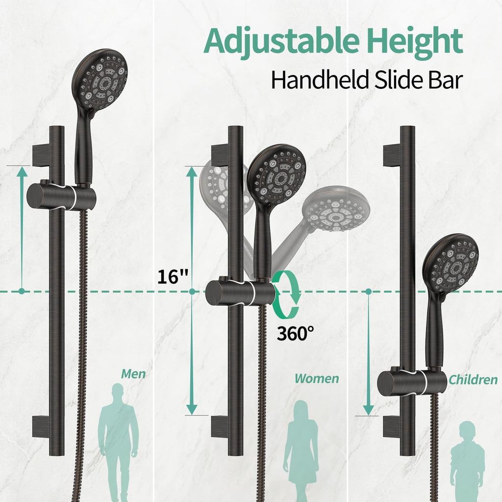 10" Shower Faucet Set with Shower Slide Bar,Oil Rubbed Bronze