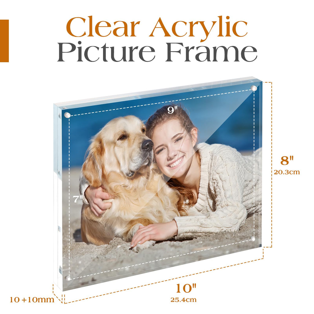 8x10 Acrylic Frame 3 Pack, 20MM Thicker Frameless Clear Picture Frames