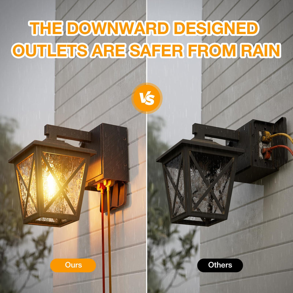 Porch Light with GFCI Outlet Aircraft Grade Aluminum Alloy Bronze 1PC