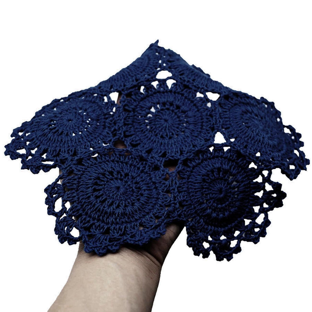 2 PCS 10 Inch Lace Doilies 7 Small Flower Connected Crochet Coasters Table Place Mats Halloween Thanksgiving Wedding
