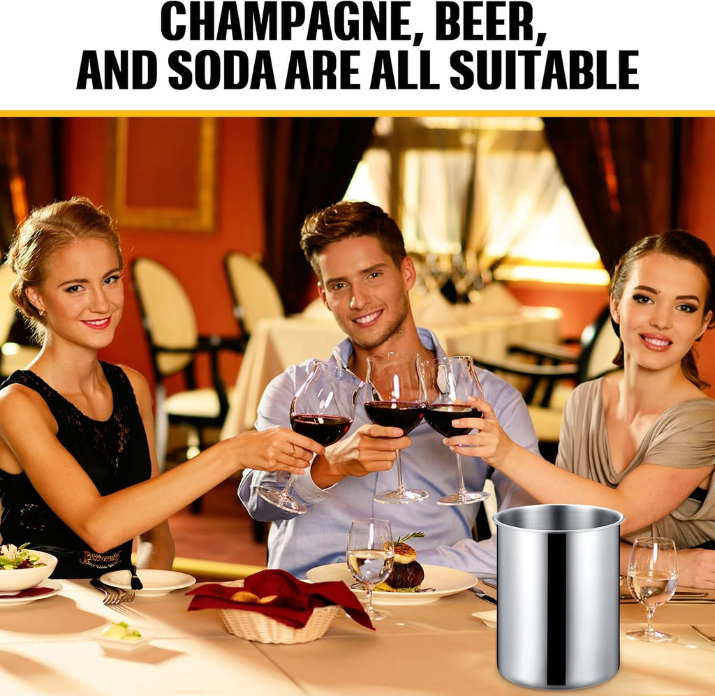 Wine Chiller Bucket 750 ML Champagne Bucket Stainless Steel Wine Chillers for Bottles Keeps Cold for Hours - Set of 6