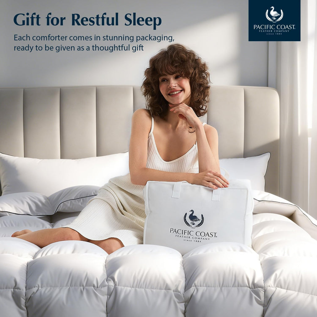 Luxury White Goose Feather Down Fiber Comforter Queen, All Season Hotel Collection Duvet Insert, Ult
