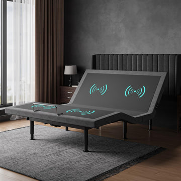 Adjustable Bed Frame Queen with Massage -Wireless Remote Electric Power Bed Foundation Under-Bed Lighting | Zero
