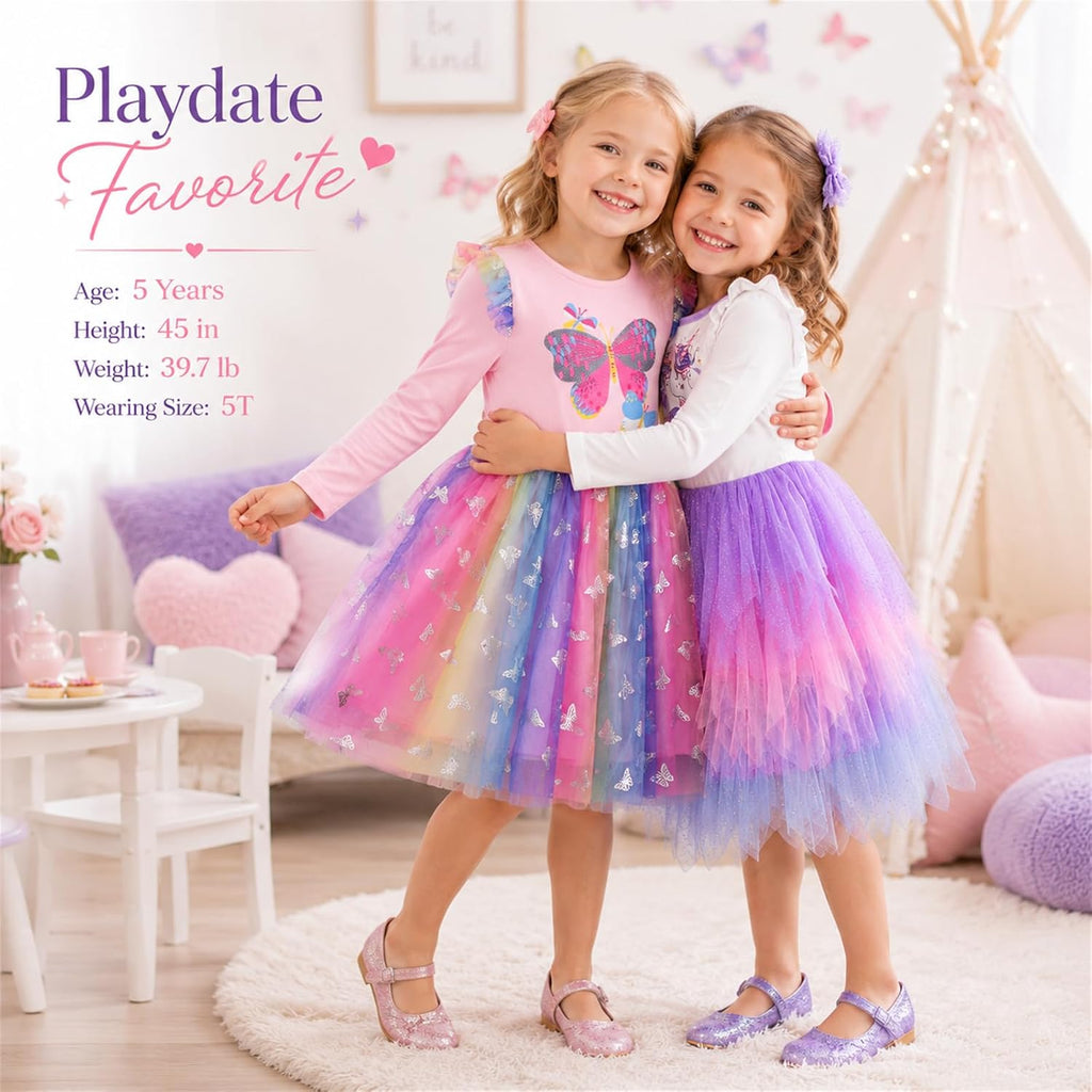 Toddler Girls Dresses Winter Long Sleeve Tutu Party Dress for Girl Xmas Gift