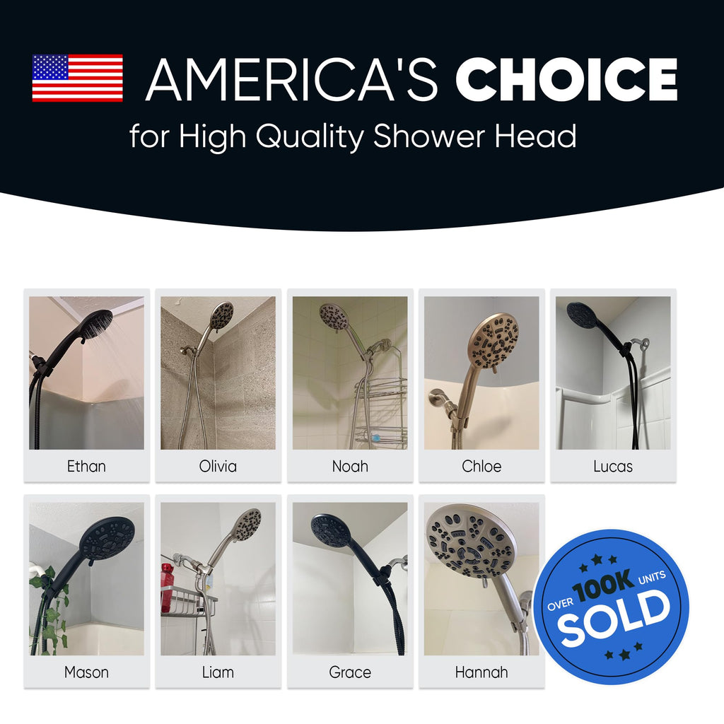 8-Setting Handheld Shower Head, Water-Saving Design, Brushed Nickel
