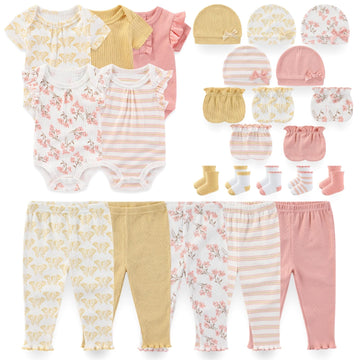 Newborn Baby Layette Essentials Giftset Clothing Set Short-Sleeve Bodysuit And Long Pants