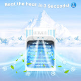 Portable Air Conditioners, 3 Speeds, 3 Mist Modes, 40oz Water Tank, 2~8h Timer & 7-color Ambient Lights