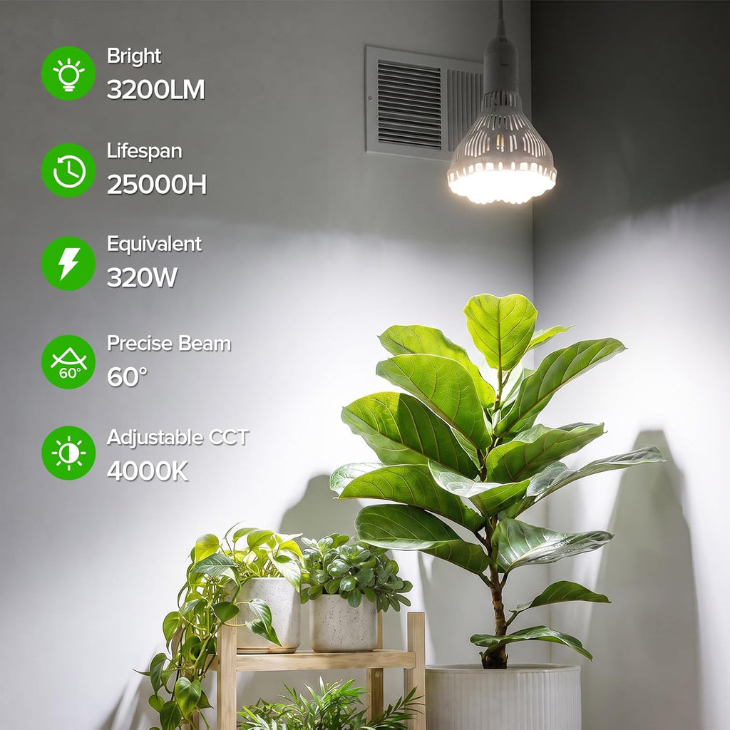 40W Hanging Grow Light Bulb with Remote, E26 Plant Light
