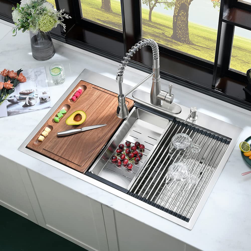 27x22 Drop In Stainless Workstation Top Mount Sinks