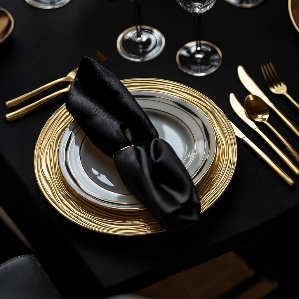 Gold Charger Plates 13 Inch Plastic Round Plates Bulk - Set of 12