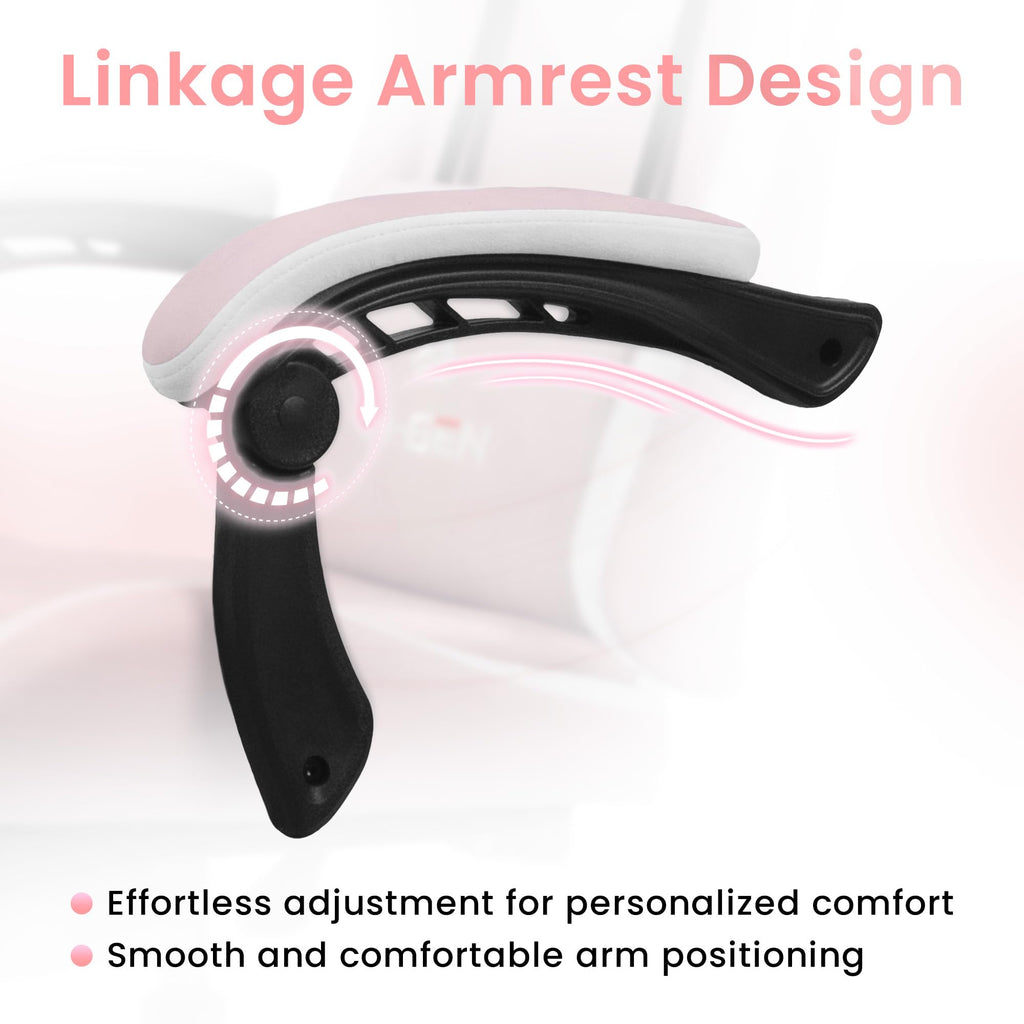 Gaming Chair, Lumbar Support with Breathable Fabric, Pink